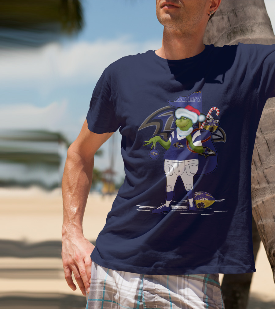 Grinchxmas V1 Baltimore Ravens Dr. Seuss Christmas Football T-Shirt