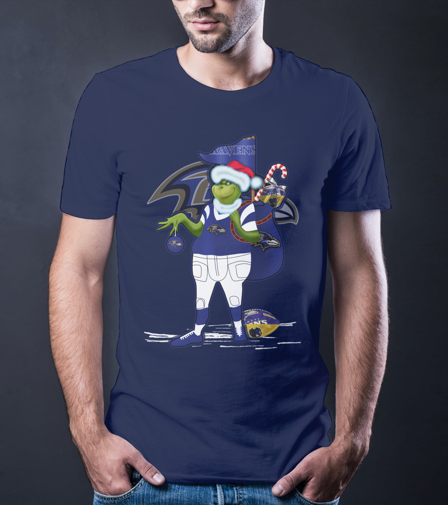 Grinchxmas V1 Baltimore Ravens Dr. Seuss Christmas Football T-Shirt