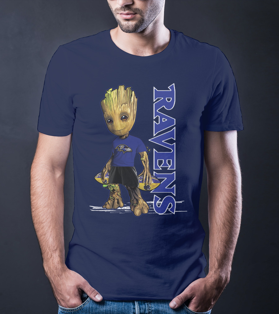 Groot V1 Ravens Nfl Baltimore Team T-Shirt