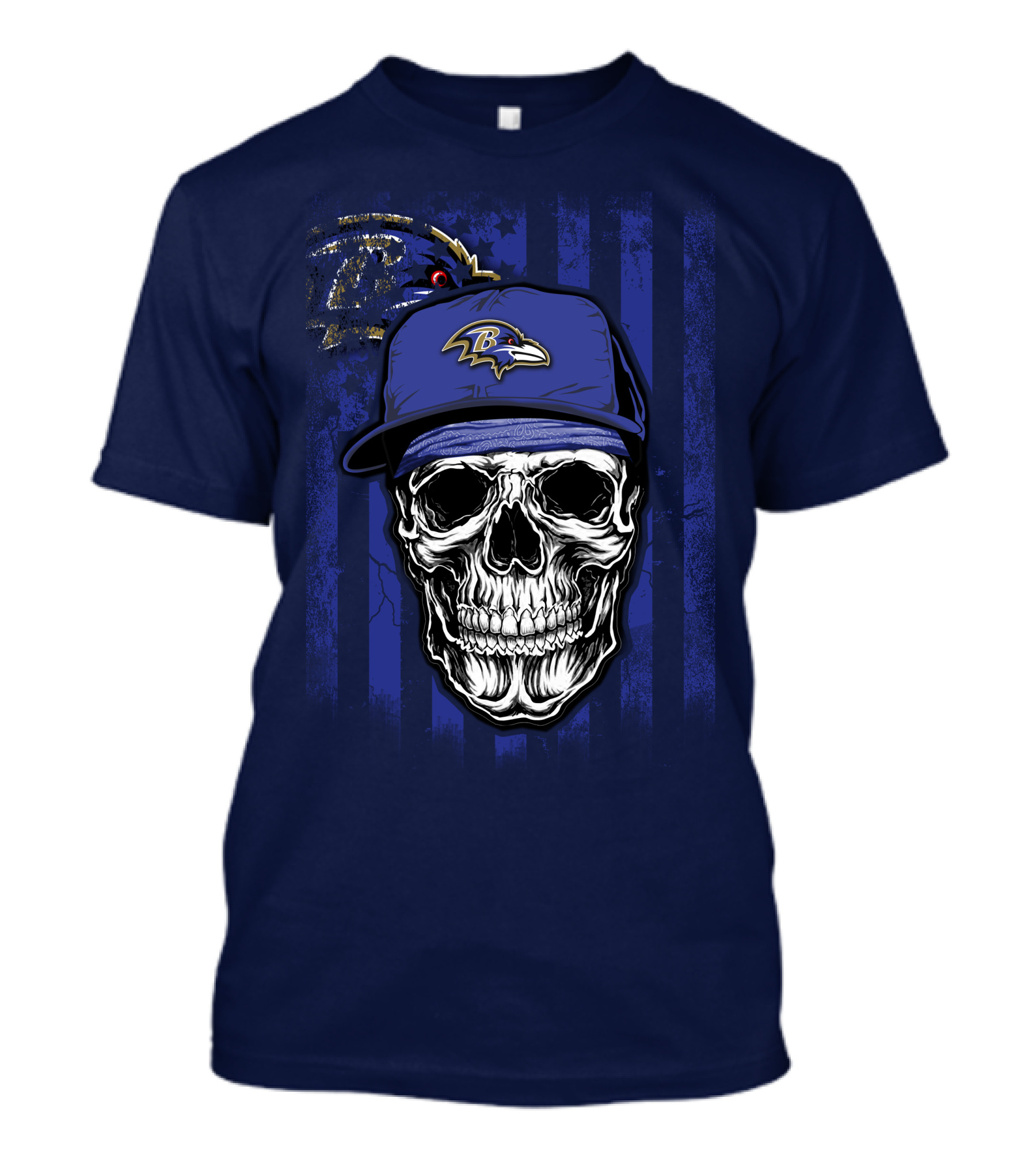 Skull V1 Baltimore Ravens Nfl Logo Cap T-Shirt