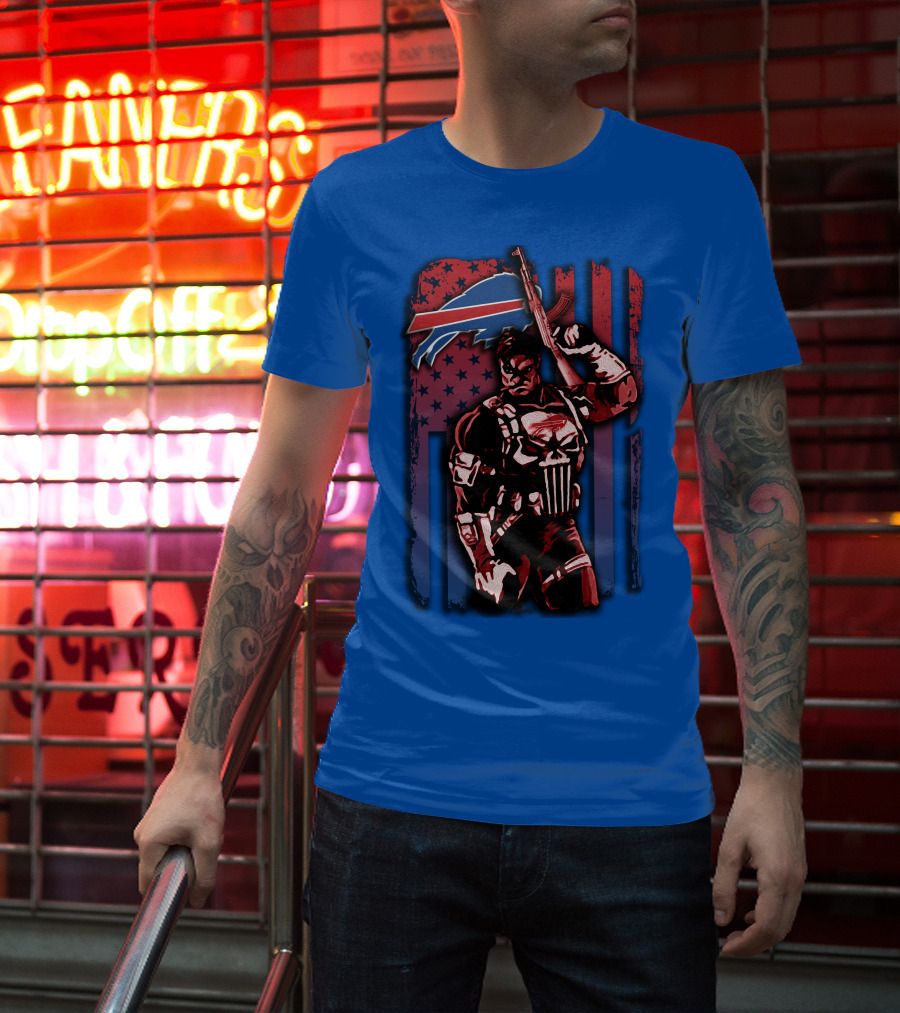 Buffalo Bills Punisher Armed Flag T-Shirt