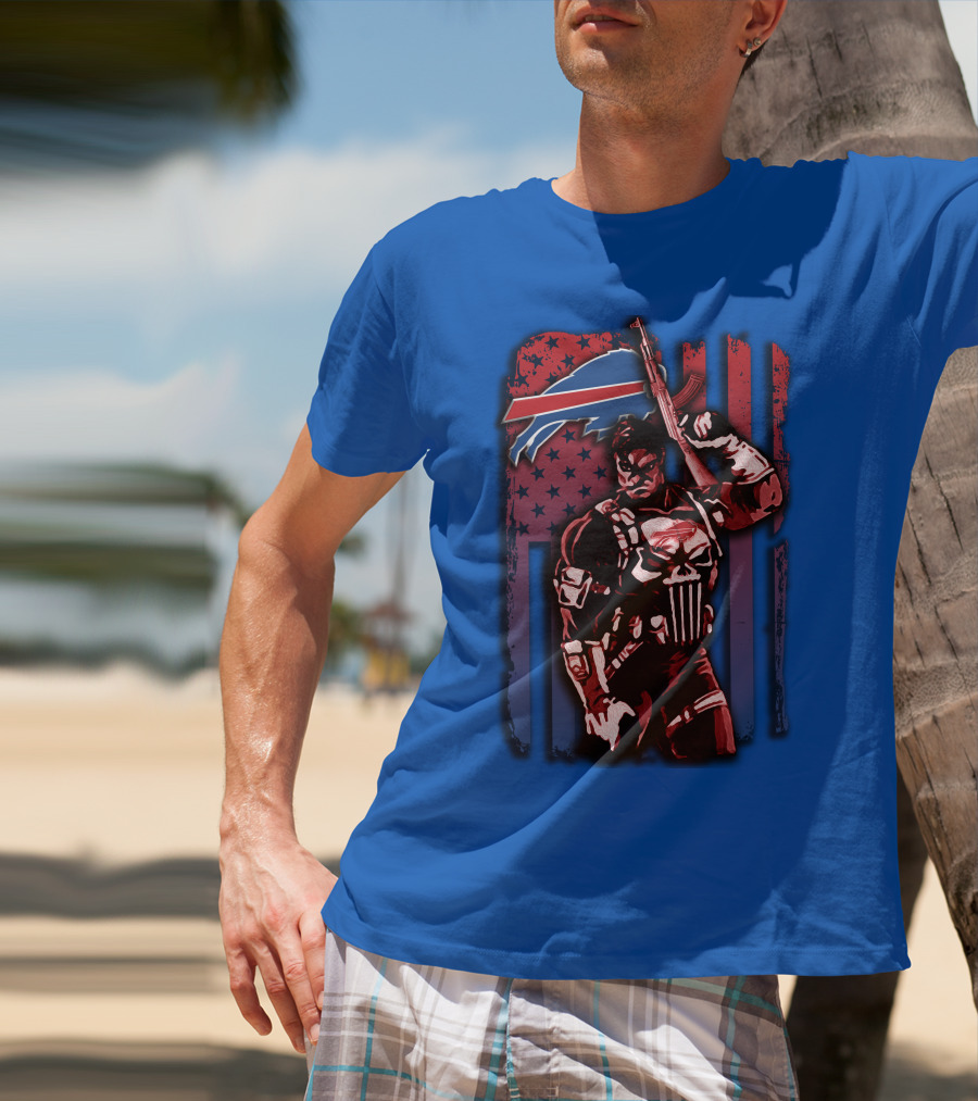 Buffalo Bills Punisher Armed Flag T-Shirt