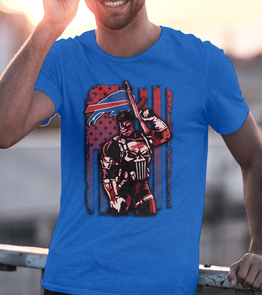 Buffalo Bills Punisher Armed Flag T-Shirt