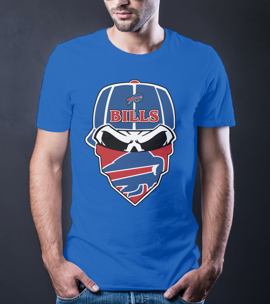 Buffalo Bills Skull Cap And Bandana T-Shirt