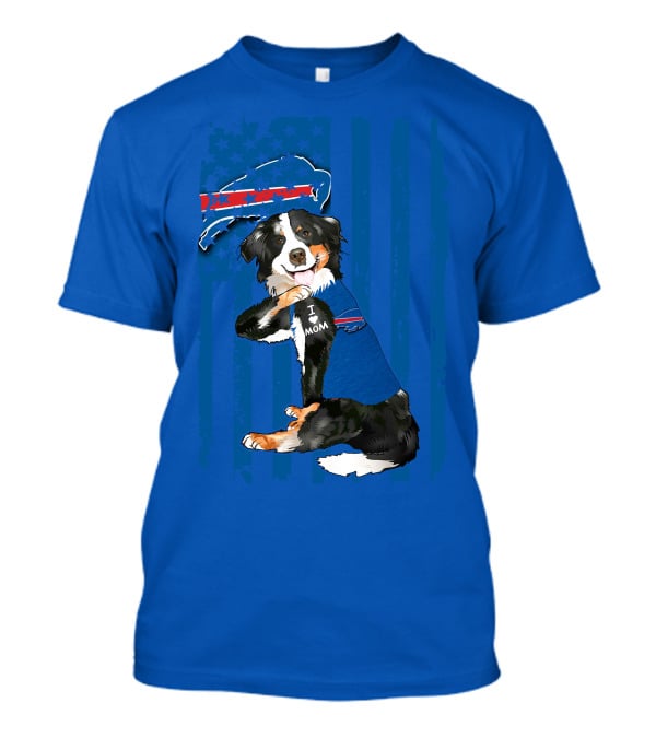 Border Collie I Love Mom Buffalo Bills Fan T-Shirt