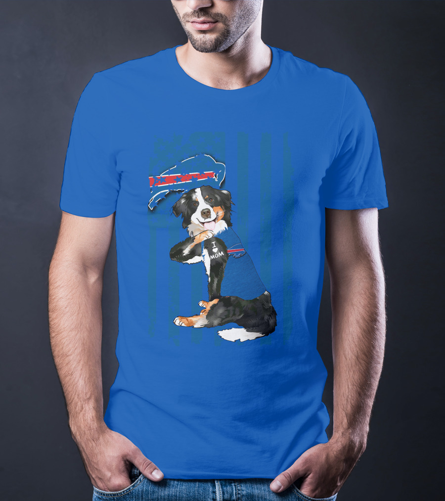 Border Collie I Love Mom Buffalo Bills Fan T-Shirt