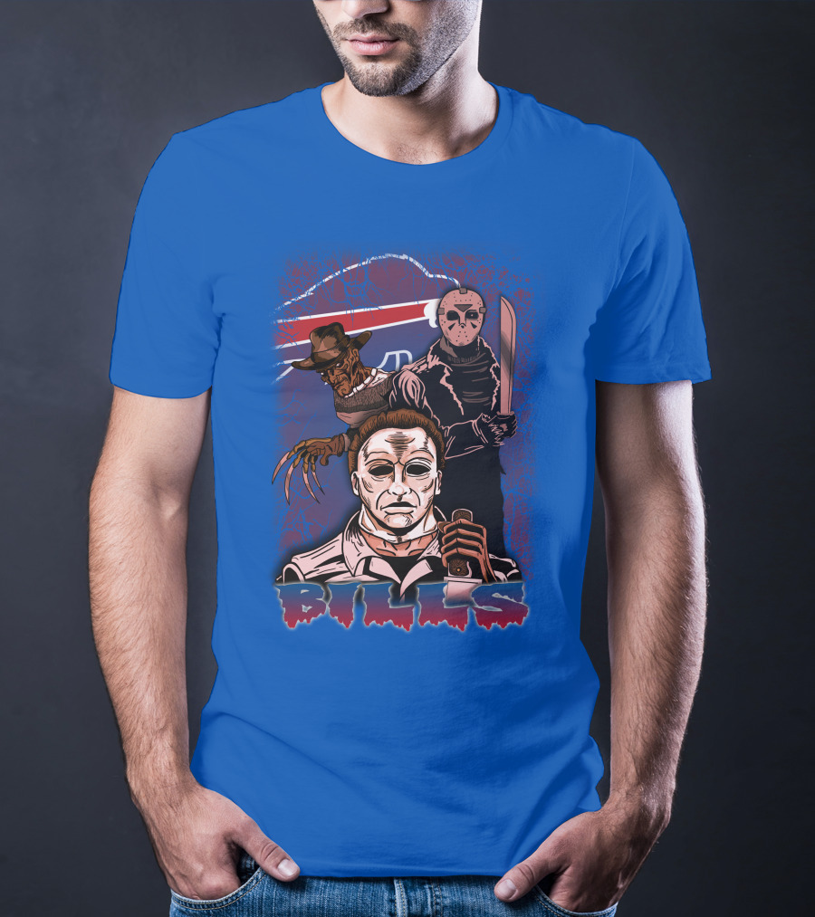 Buffalo Bills Horror Icons Featuring Michael Myers Freddy Krueger Jason Voorhees T-Shirt