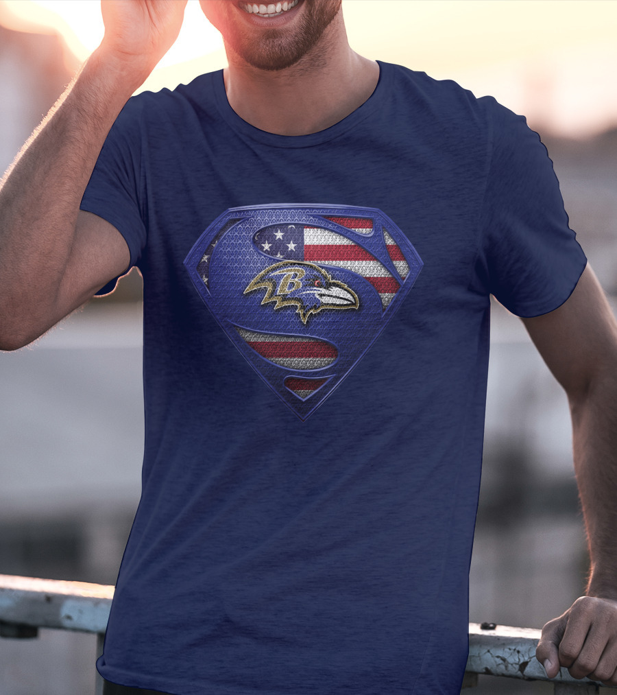 Baltimore Ravens American Flag Superman T-Shirt