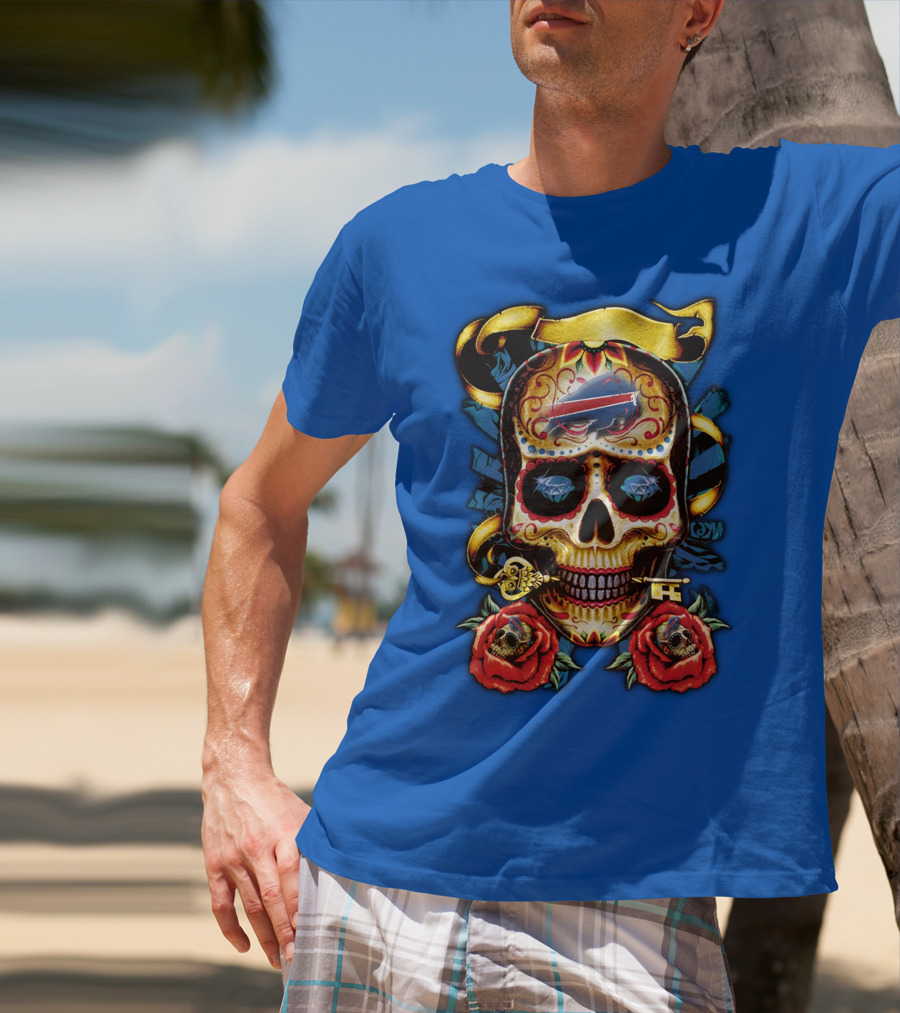 Buffalo Bills Sugar Skull Roses And Keys T-Shirt