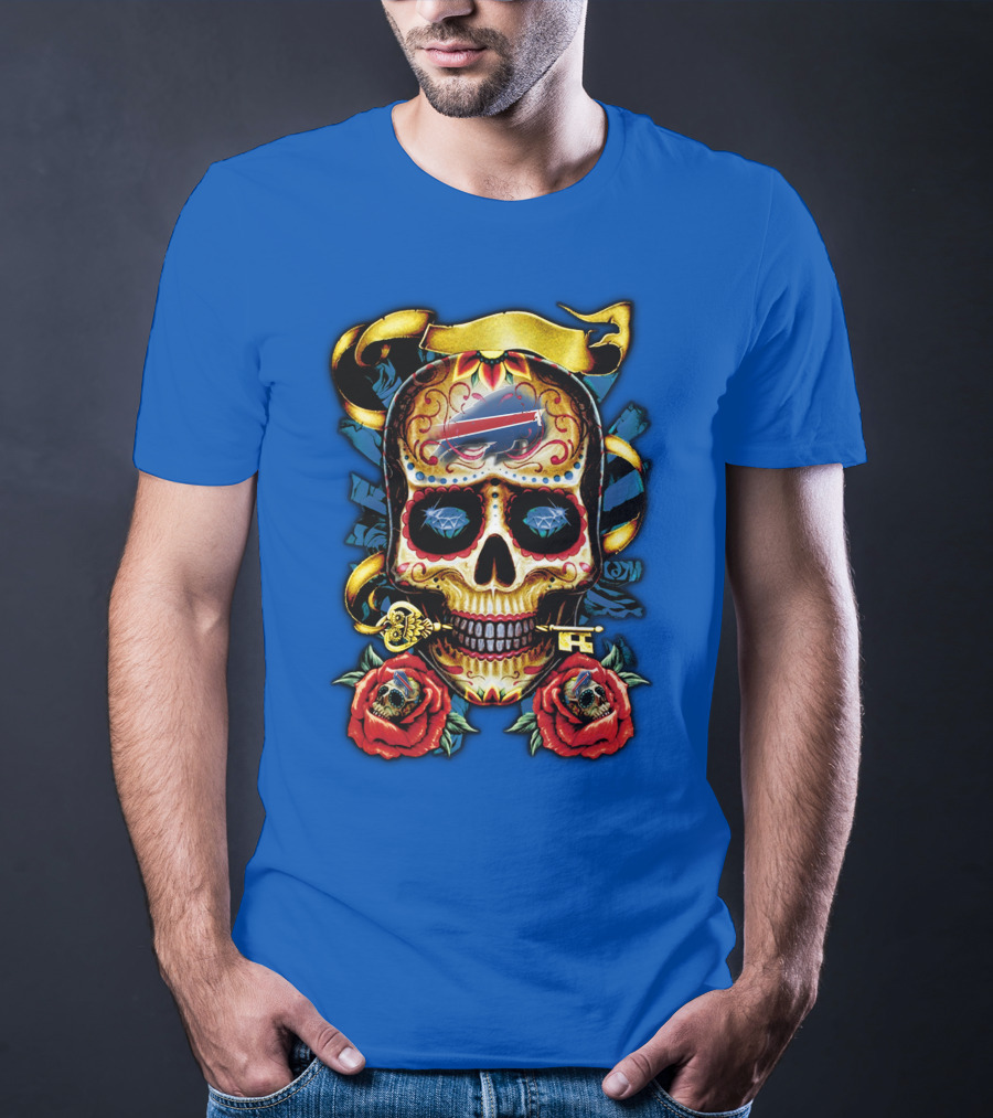 Buffalo Bills Sugar Skull Roses And Keys T-Shirt