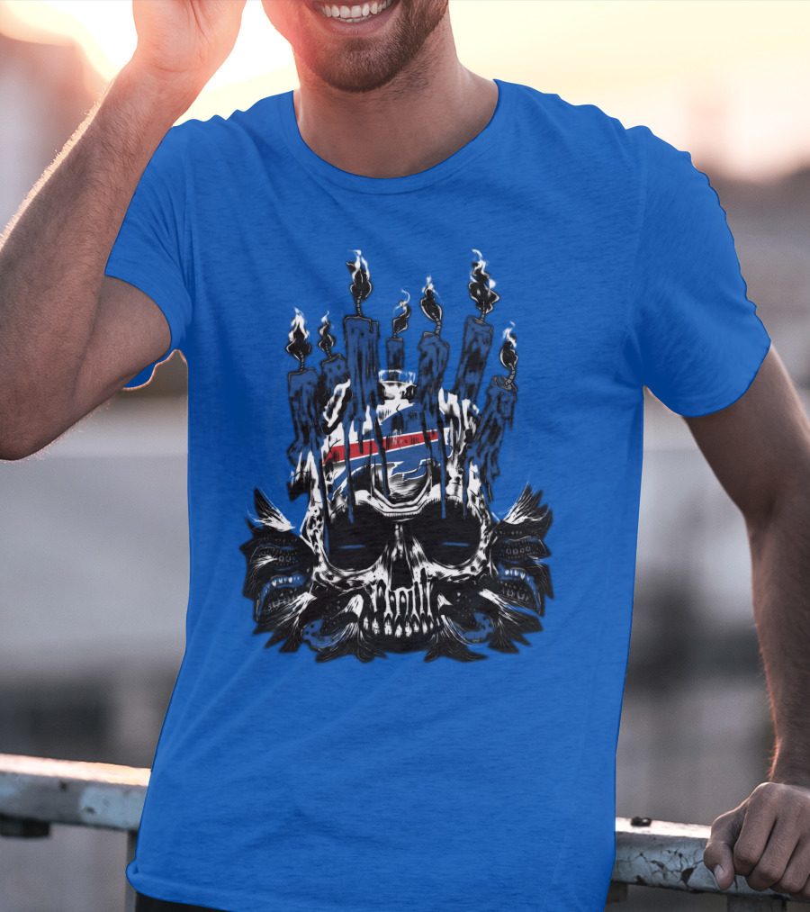 Buffalo Bills 40 Skull Flames Candles Nfl Team T-Shirt