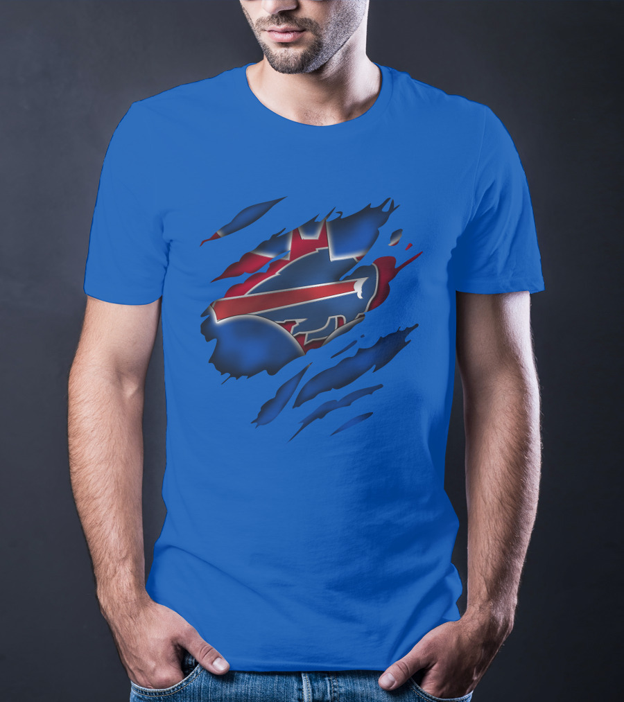 Buffalo Bills Red White Blue Logo Scratch T-Shirt