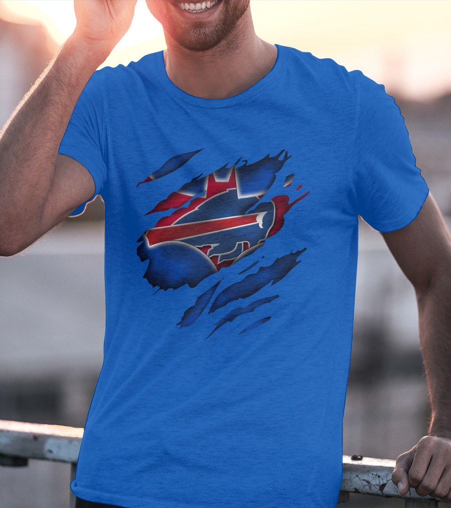 Buffalo Bills Red White Blue Logo Scratch T-Shirt