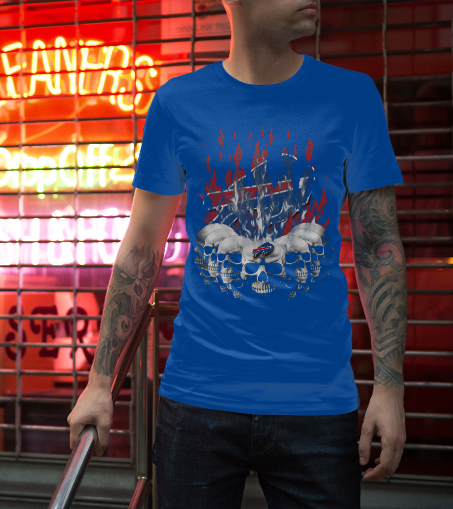 Buffalo Bills Flaming Skulls T-Shirt