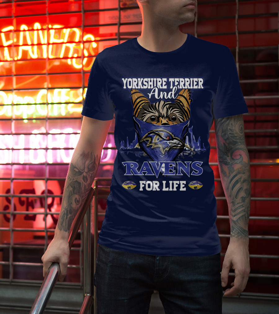 Yorkshire Terrier And Ravens For Life T-Shirt