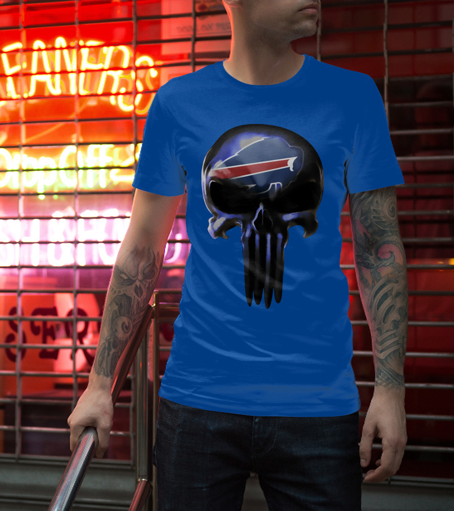 Buffalo Bills Punisher Skull Logo 49ers Crossover T-Shirt