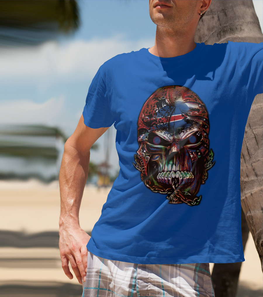 Buffalo Bills 53 Skull Art With American Flag And Tribal Elements T-Shirt