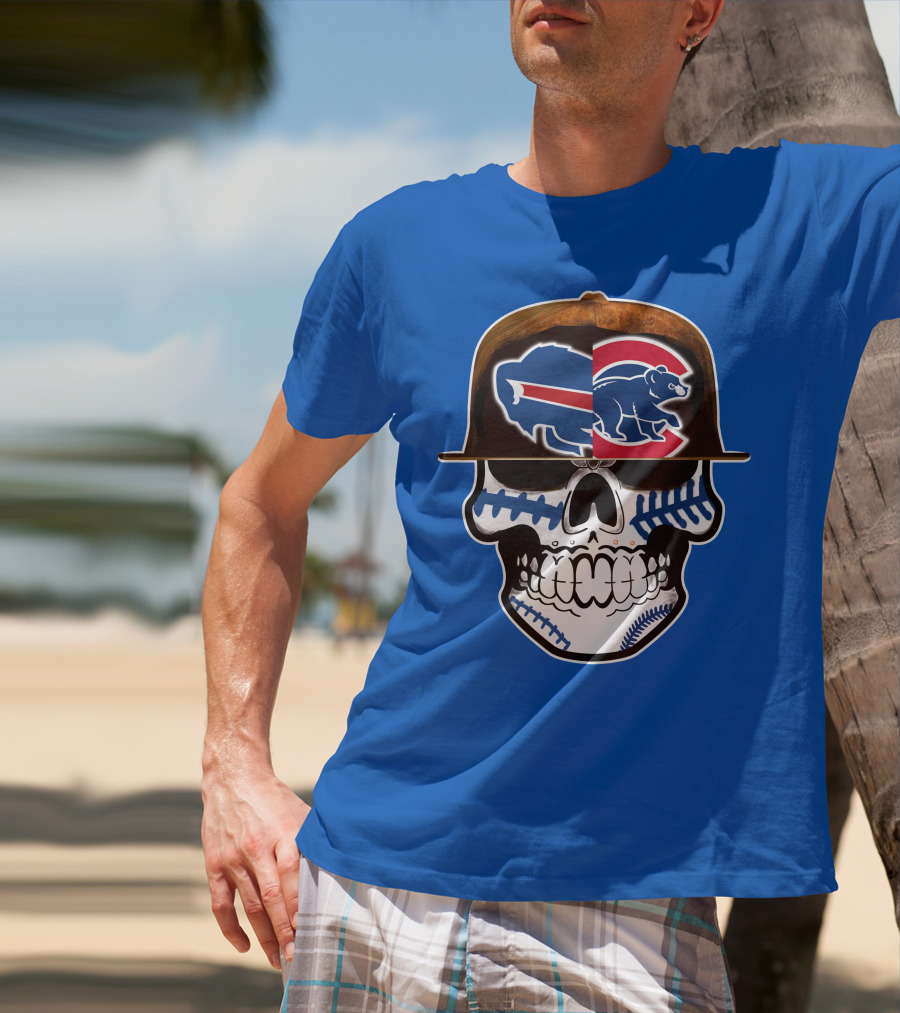 Buffalo Bills Chicago Cubs Skull T-Shirt
