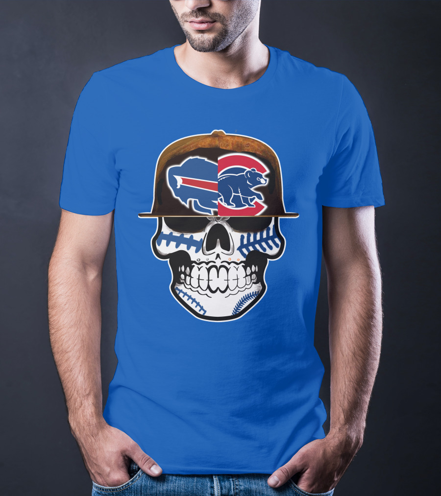 Buffalo Bills Chicago Cubs Skull T-Shirt