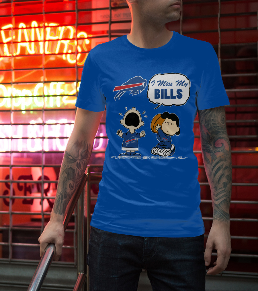 Buffalo Bills I Miss My Bills Football Charlie Lucy Cartoon T-Shirt