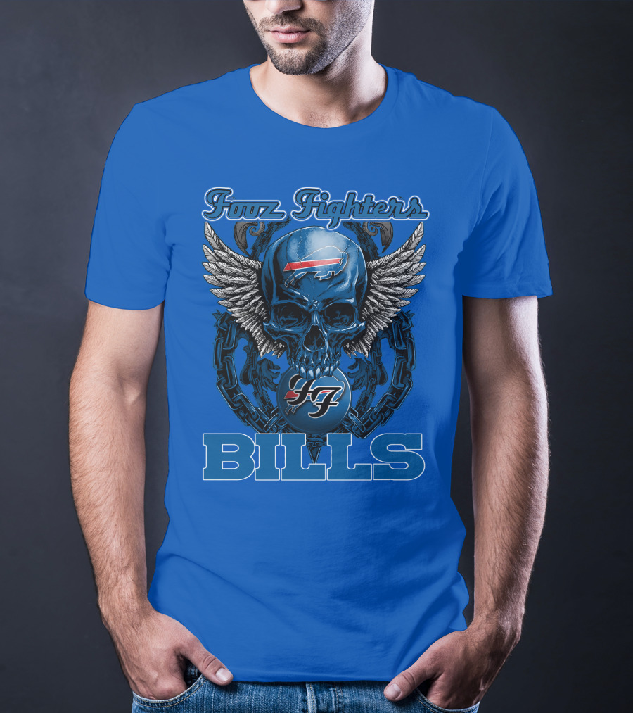 Foo Fighters Buffalo Bills Winged Skull T-Shirt