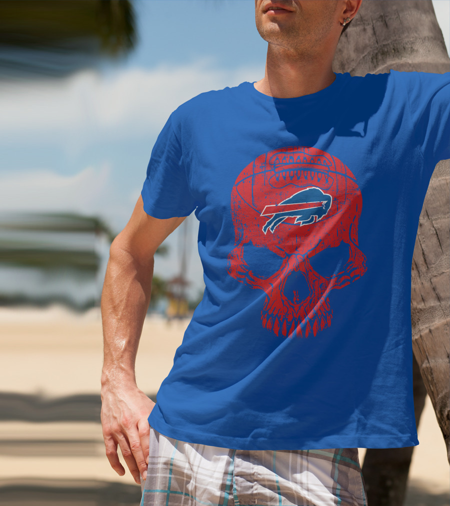 Buffalo Bills Skull Logo Football T-Shirt