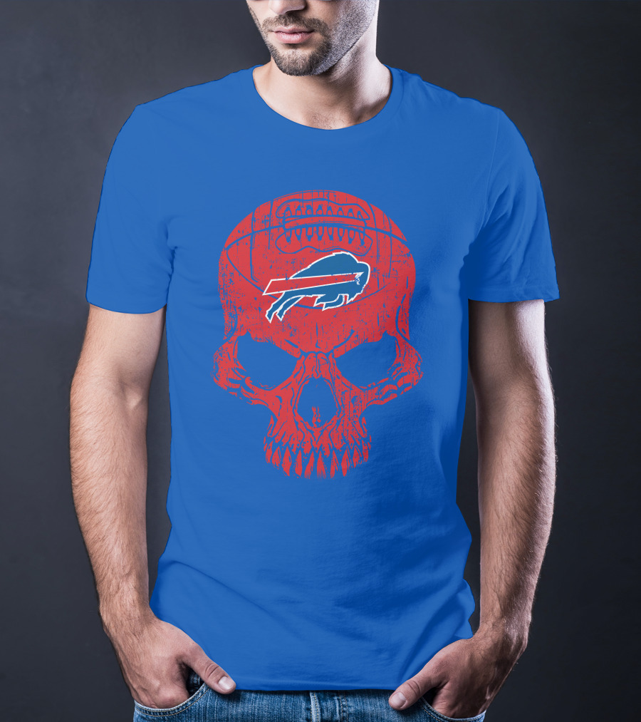Buffalo Bills Skull Logo Football T-Shirt