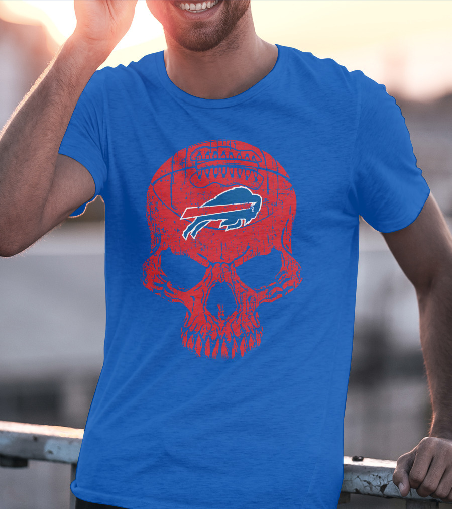 Buffalo Bills Skull Logo Football T-Shirt