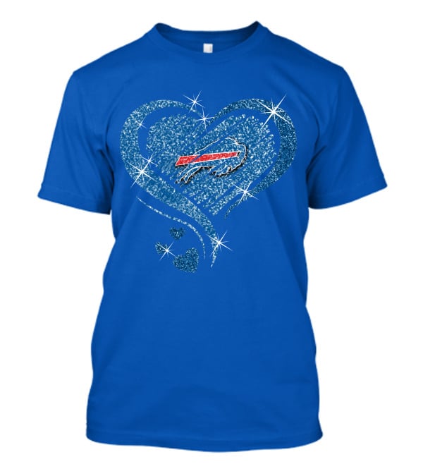Buffalo Bills Heart Diamond Sparkle Logo Nfl Team Spirit T-Shirt