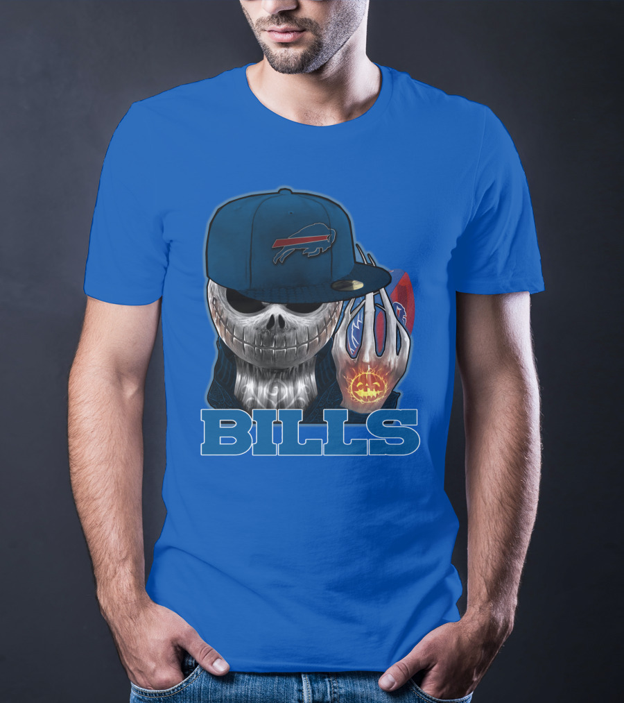 Jackskull Buffalo Bills NFL Skeleton Pumpkin Halloween T-Shirt