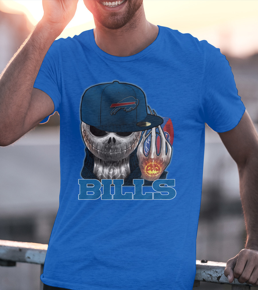 Jackskull Buffalo Bills NFL Skeleton Pumpkin Halloween T-Shirt