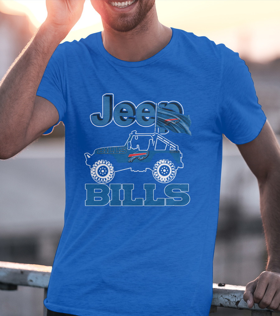 Jeep Bills Buffalo Logo Design With Flag T-Shirt