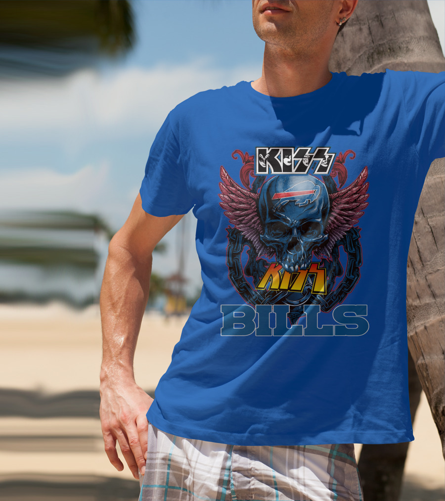Kiss Bills Buffalo Bills Skull Winged T-Shirt