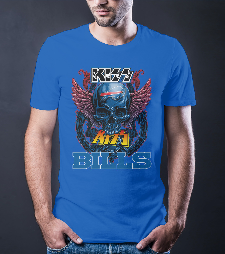 Kiss Bills Buffalo Bills Skull Winged T-Shirt