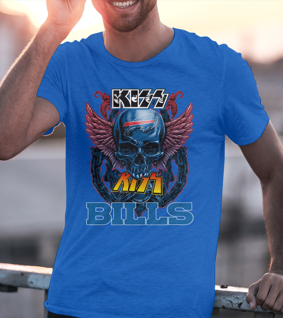 Kiss Bills Buffalo Bills Skull Winged T-Shirt