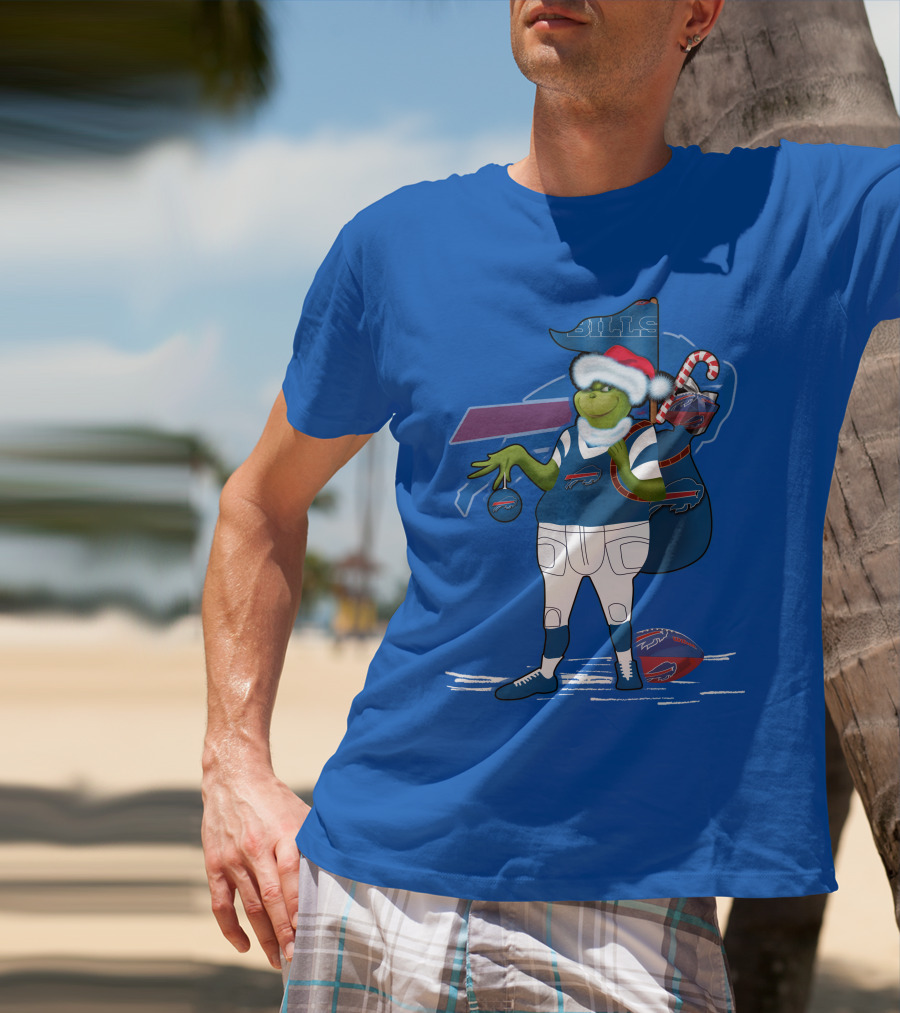 Grinchxmas Buffalo Bills Christmas Santa Football T-Shirt