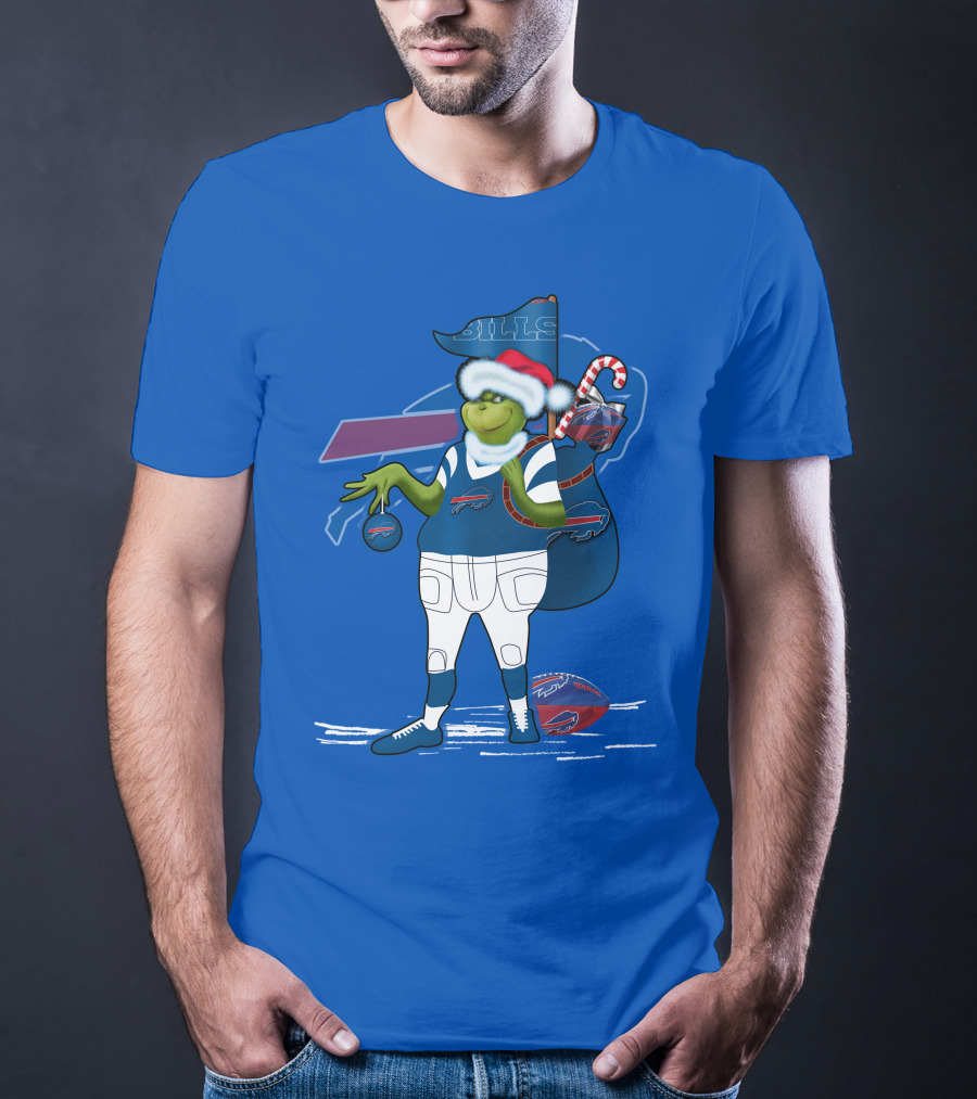 Grinchxmas Buffalo Bills Christmas Santa Football T-Shirt
