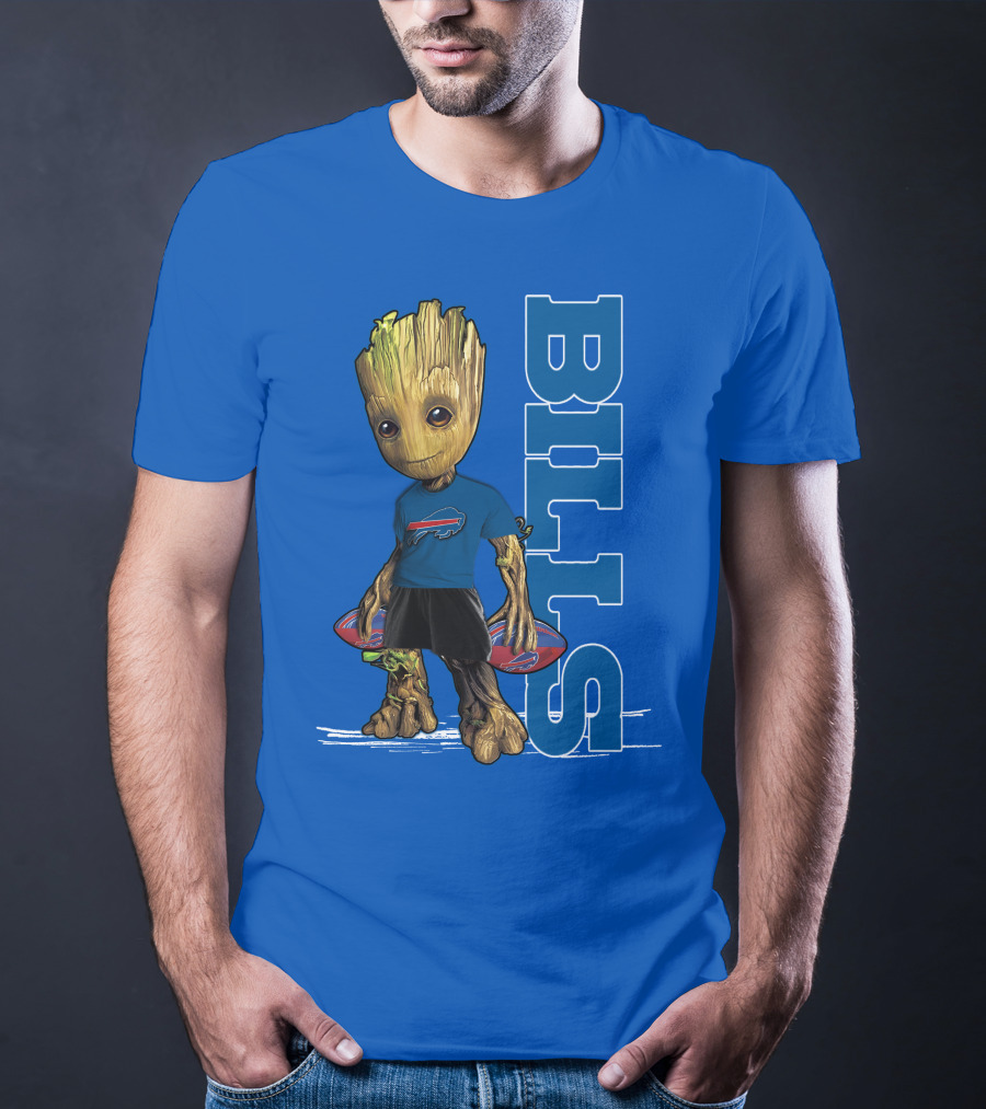 Groot Buffalo Bills Nfl Fan With Team Football Board T-Shirt