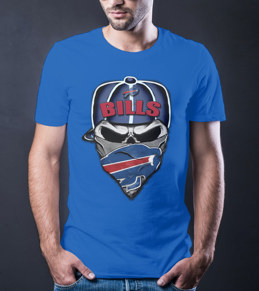 Buffalo Bills Skull Bandana Nfl Fan Skullcap T-Shirt