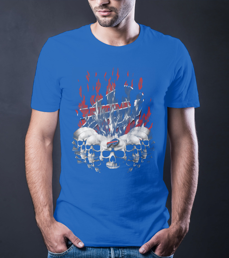 Buffalo Bills Skull Flames 43 Nfl Team T-Shirt
