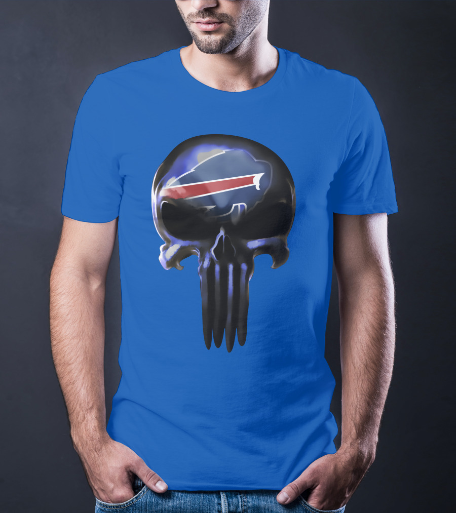 Buffalo Bills Nfl Skull Logo 49 Blue T-Shirt
