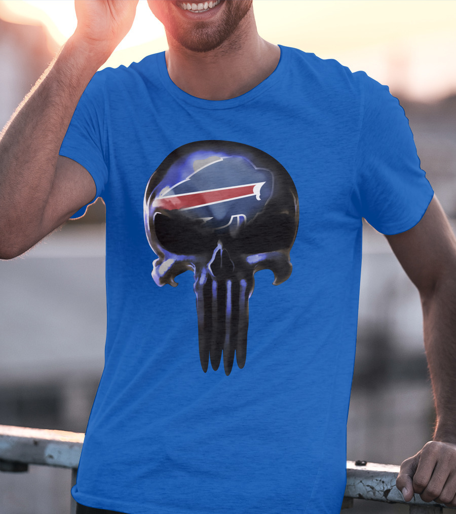 Buffalo Bills Nfl Skull Logo 49 Blue T-Shirt