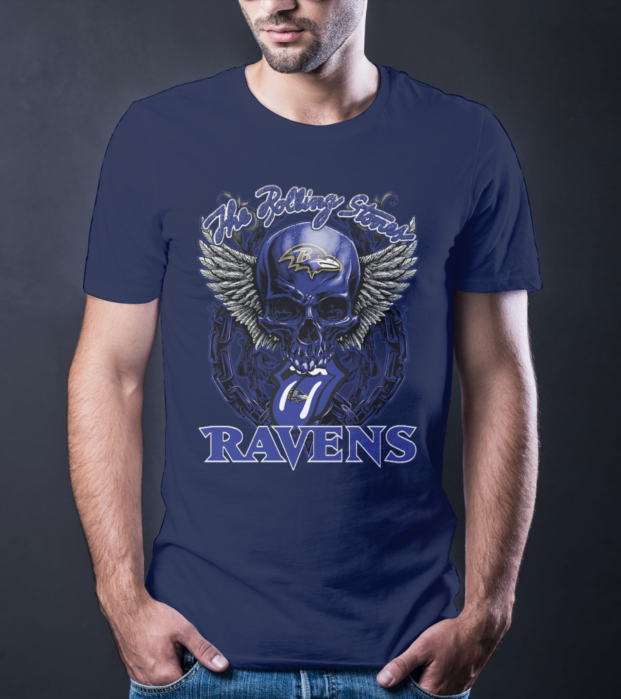 The Rolling Stones Baltimore Ravens Skull Wings T-Shirt