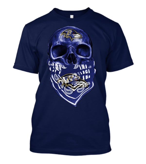 Skull Baltimore Ravens Bandana Blue T-Shirt