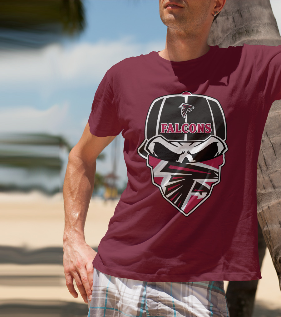 Atlanta Falcons Logo Skull With Hat And Bandana T-Shirt
