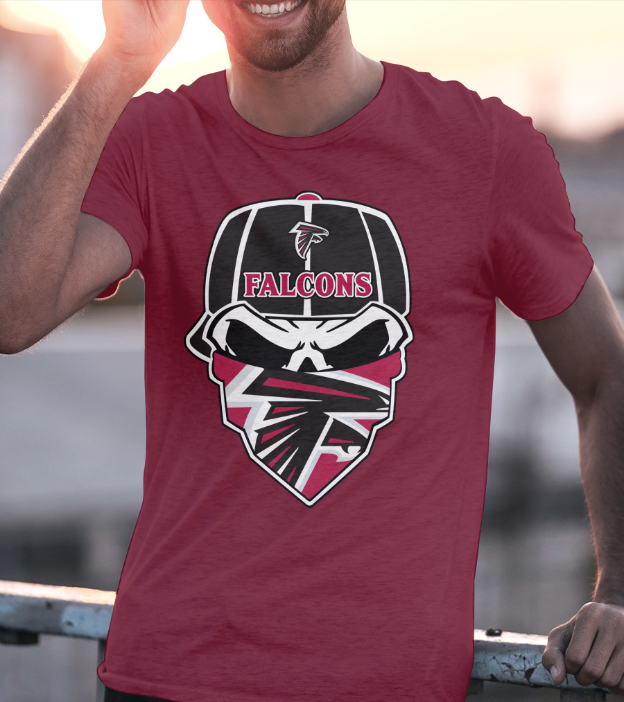 Atlanta Falcons Logo Skull With Hat And Bandana T-Shirt