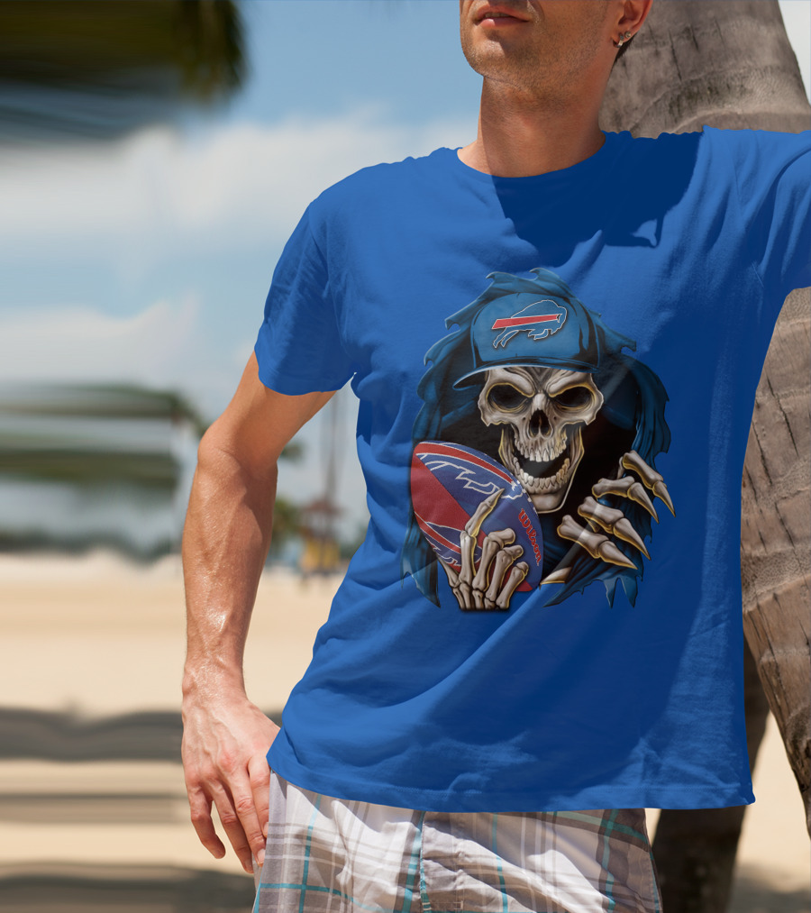 Buffalo Bills Skullbong Skeleton Football T-Shirt