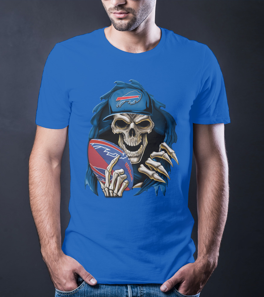 Buffalo Bills Skullbong Skeleton Football T-Shirt