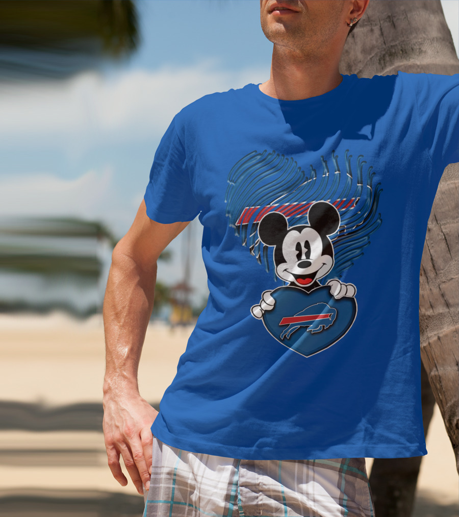 Mick Mouse With Buffalo Bills Heart Logo Fan T-Shirt