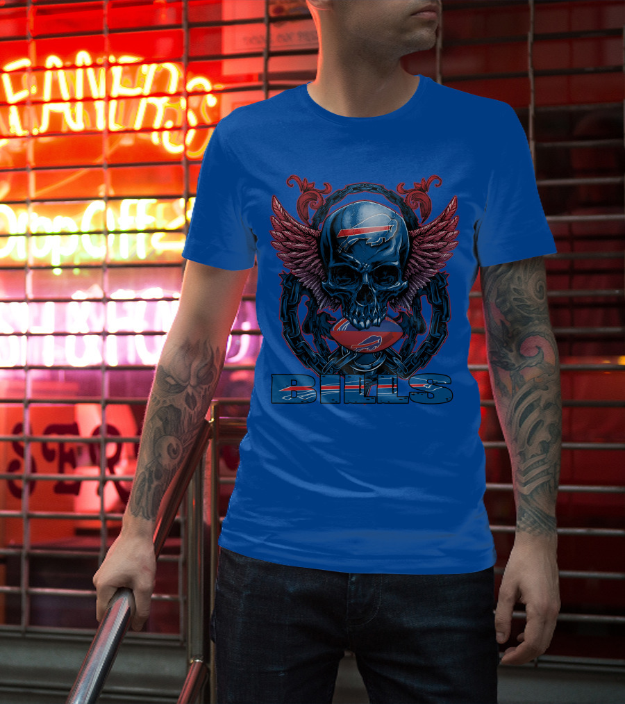 Buffalo Bills Skull With Wings And Chains T-Shirt